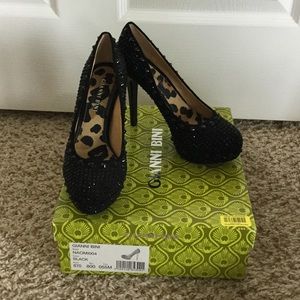 Never worn Rhinestone studded platform pumps