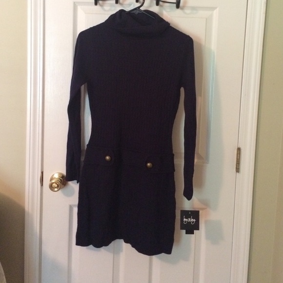 Navy blue turtle neck sweater dress