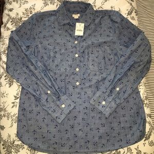 {J. Crew} NWT Chambray Anchor Button Down Shirt