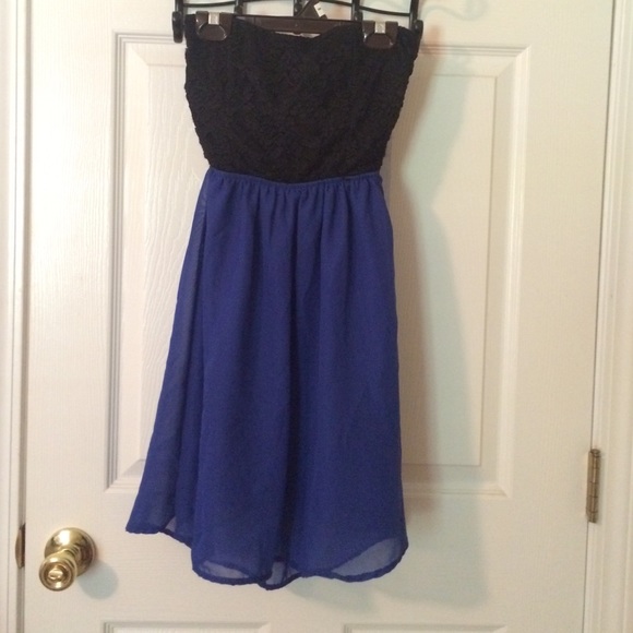 Black and blue chiffon dress