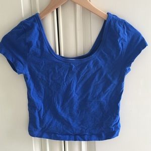 Blue crop top low cut