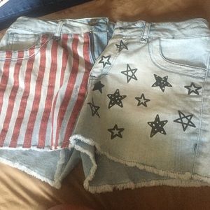 American flag shorts.
