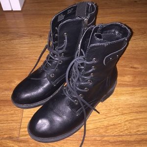 Black Leather Combat Boots