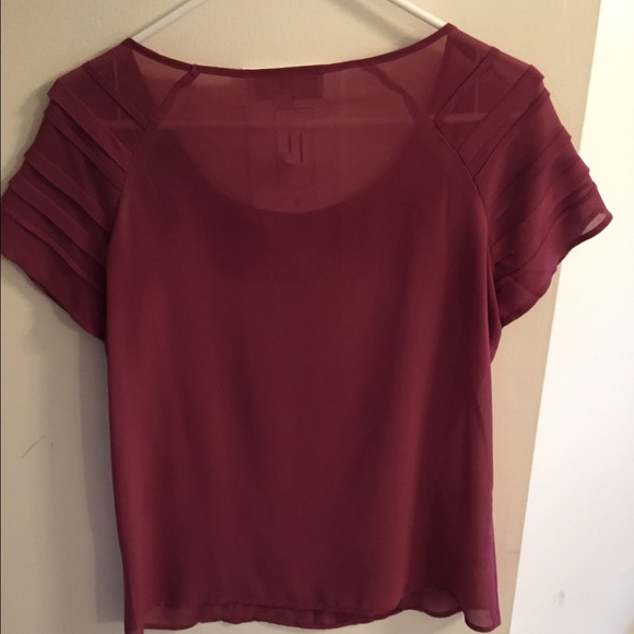 LOFT Burgundy Shirt Size Small - Picture 2 of 3