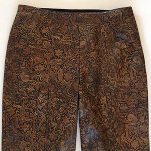 Escada Lambskin Tooled Leather Pants.