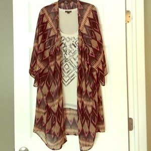 Express embellished tank and Aztec sheer cardigan