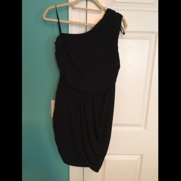 One shoulder little black dress bodycon ruched