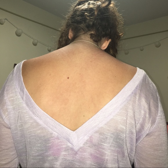 Purple (lavender) long sleeve backless dress - Picture 2 of 4