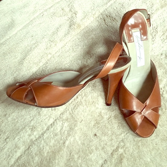 Dianna Broussard Cognac leather high-heeled sandal - Picture 1 of 4