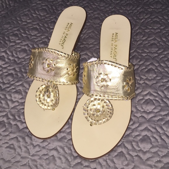 Gold Wedges Sandals Preppy 9.5