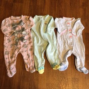 Set of 3 baby girl sleepers!