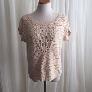 Beige crocheted light sweater