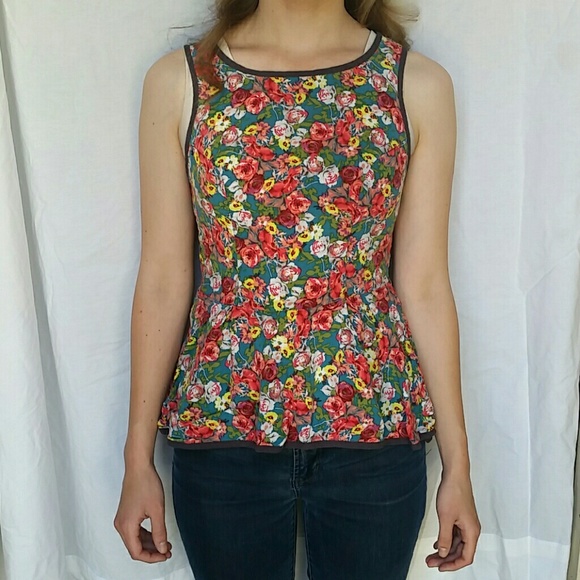 Floral peplum tank