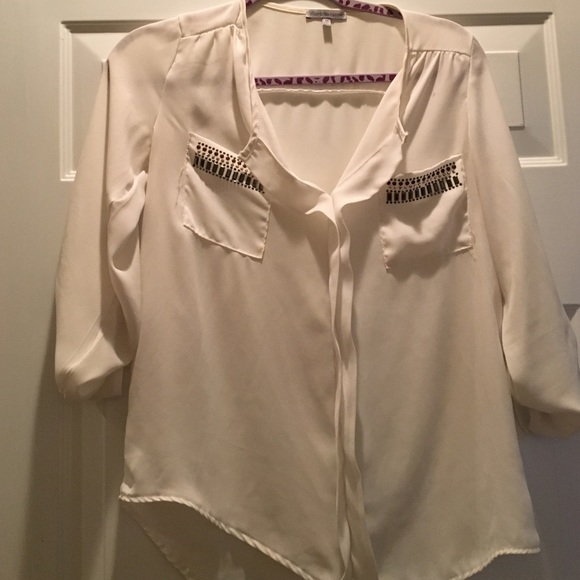 cream blouse with gem pockets