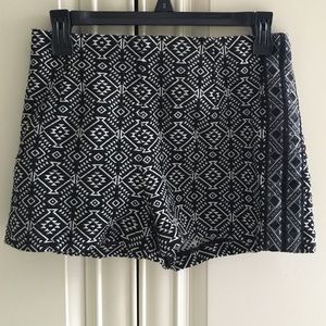 Black and white tribal print high waisted shorts