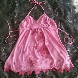 Cute pink butterfly halter top sz.S