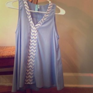 Light blue with chevron tank top