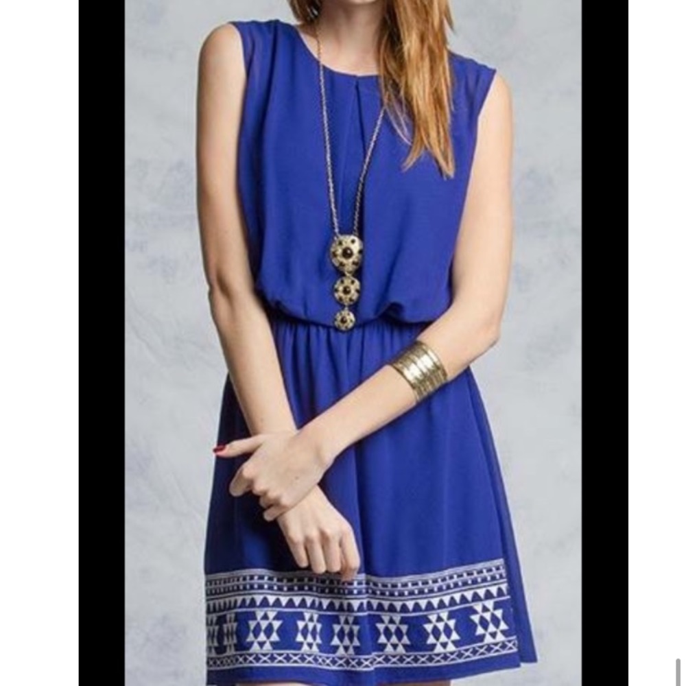 SALE Royal Blue Embroidery Dress