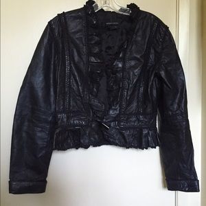 Ruffled leather jacket