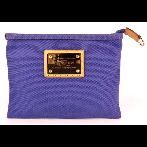 ✨Authentic Rare LOUIS VUITTON Purple Canvas Clutch Wristlet Crossbody Bag - Picture 2 of 16