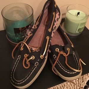 Sperry leopard slip ons