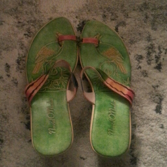 Multi color kitten heel sandals