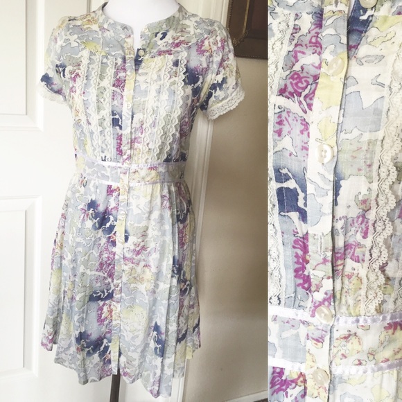 • FREE PEOPLE Watercolor Print Dress •