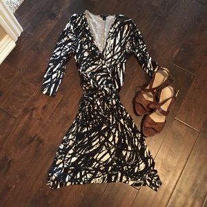 Black and white wrap dress