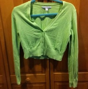 Lime green cropped cardigan/shrug style sweater