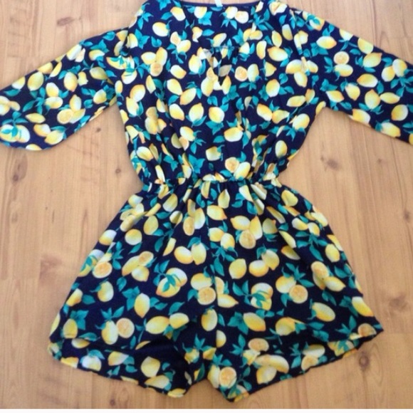 Dresses & Skirts - 🍋Navy Lemon Romper🍋Final Price