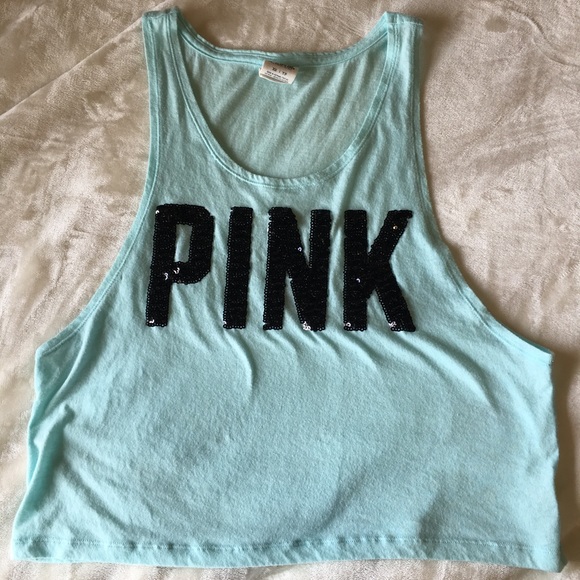 aqua colored PINK tank with low cut sides