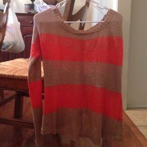 striped sweater with gold buttons down the back