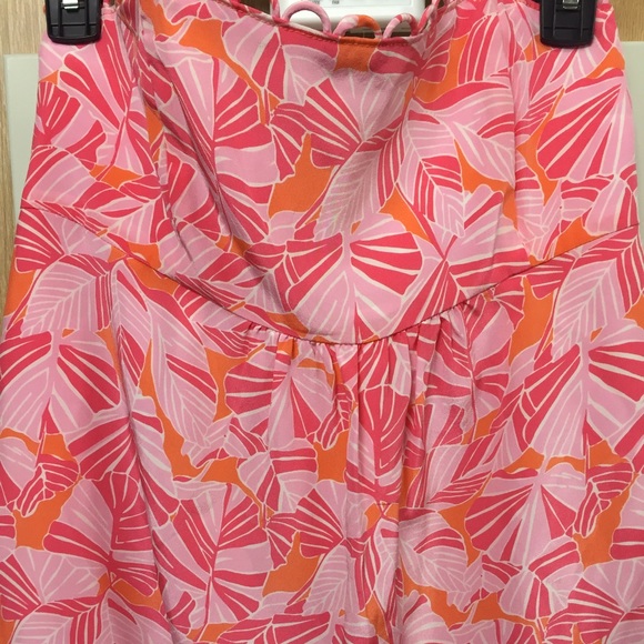 Lilly Pulitzer pink and orange strapless top