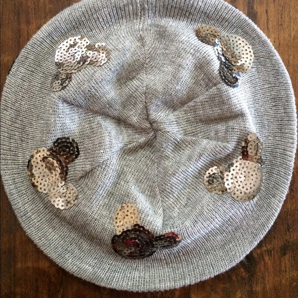 Soft Grey Micky Mouse Sequins Beret