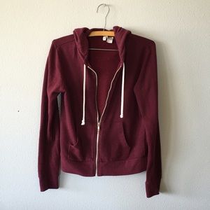 BURGUNDY ZIP UP HOODIE