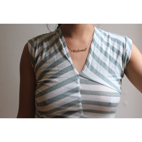 Pale green and white striped scrunched top