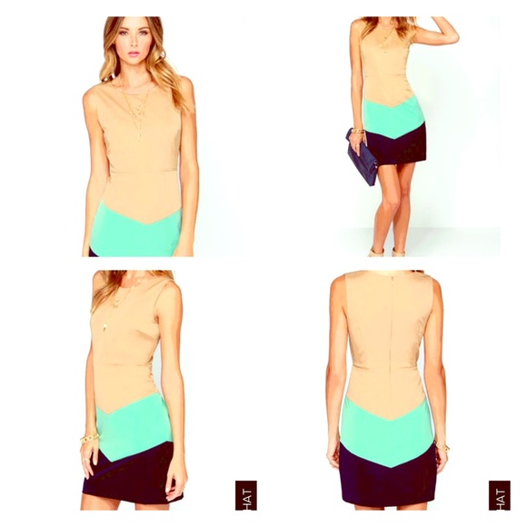 Triple play tan color block dress- never been worn