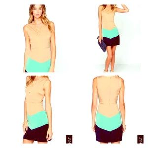 Triple play tan color block dress- never been worn