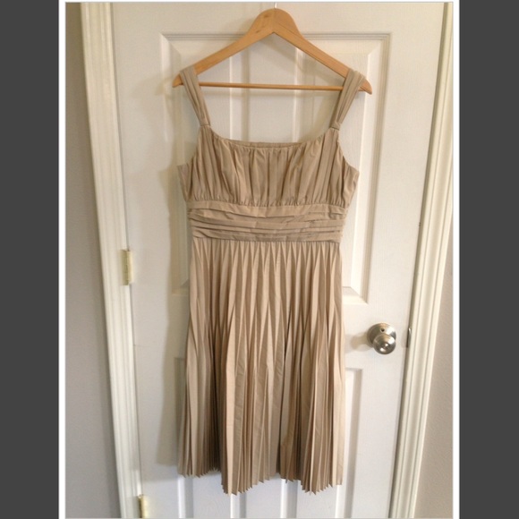 ANNE KLEIN Ecru Pleated Dress Size 6