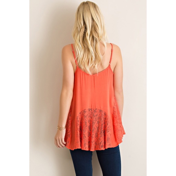 Love Your Sway Lace Tank - Coral - Picture 4 of 4