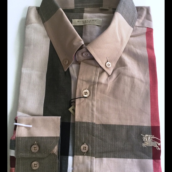 NWT Burberry slim fit long sleeve men shirt Sz. L