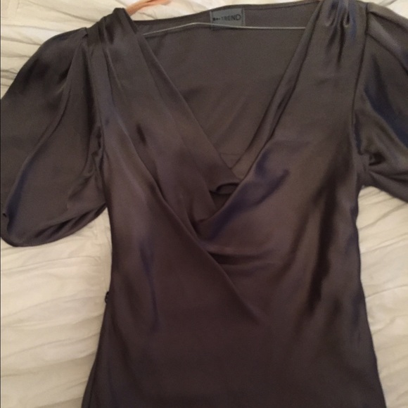 Shark gray silk top with bat wings