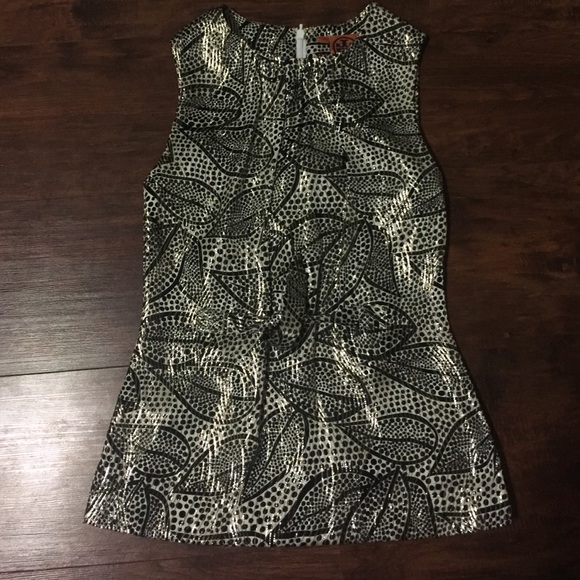 Tory Burch sill black/white top w/gold stripes