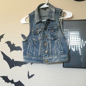 Distressed Denim Vest