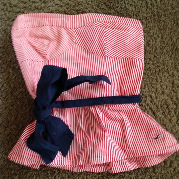 Hollister red & white strapless top
