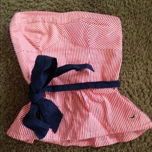 Hollister red & white strapless top