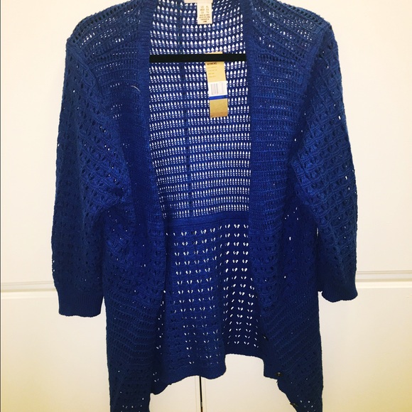 Blue mesh 1/2 - 3/4 sleeve cardigan