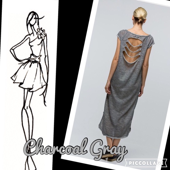 1 Left! Charcoal Grey Sexy Dress w/Slits @ back - Picture 4 of 4
