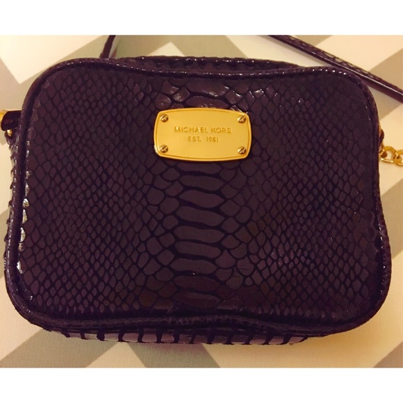 Authentic Black Embossed Python Crossbody