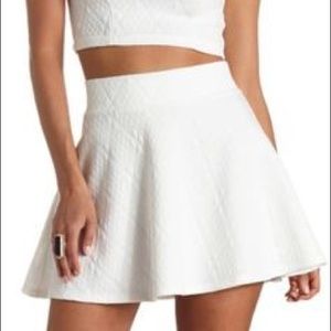 High waisted Solid white skater skirt